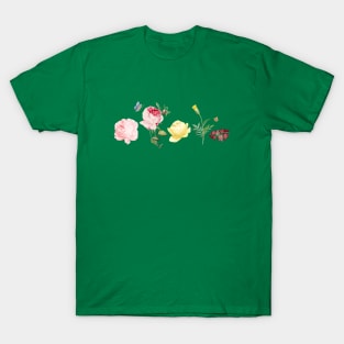 flowers and butterflies Vintage Flowers  Floral Tee  T-Shirt